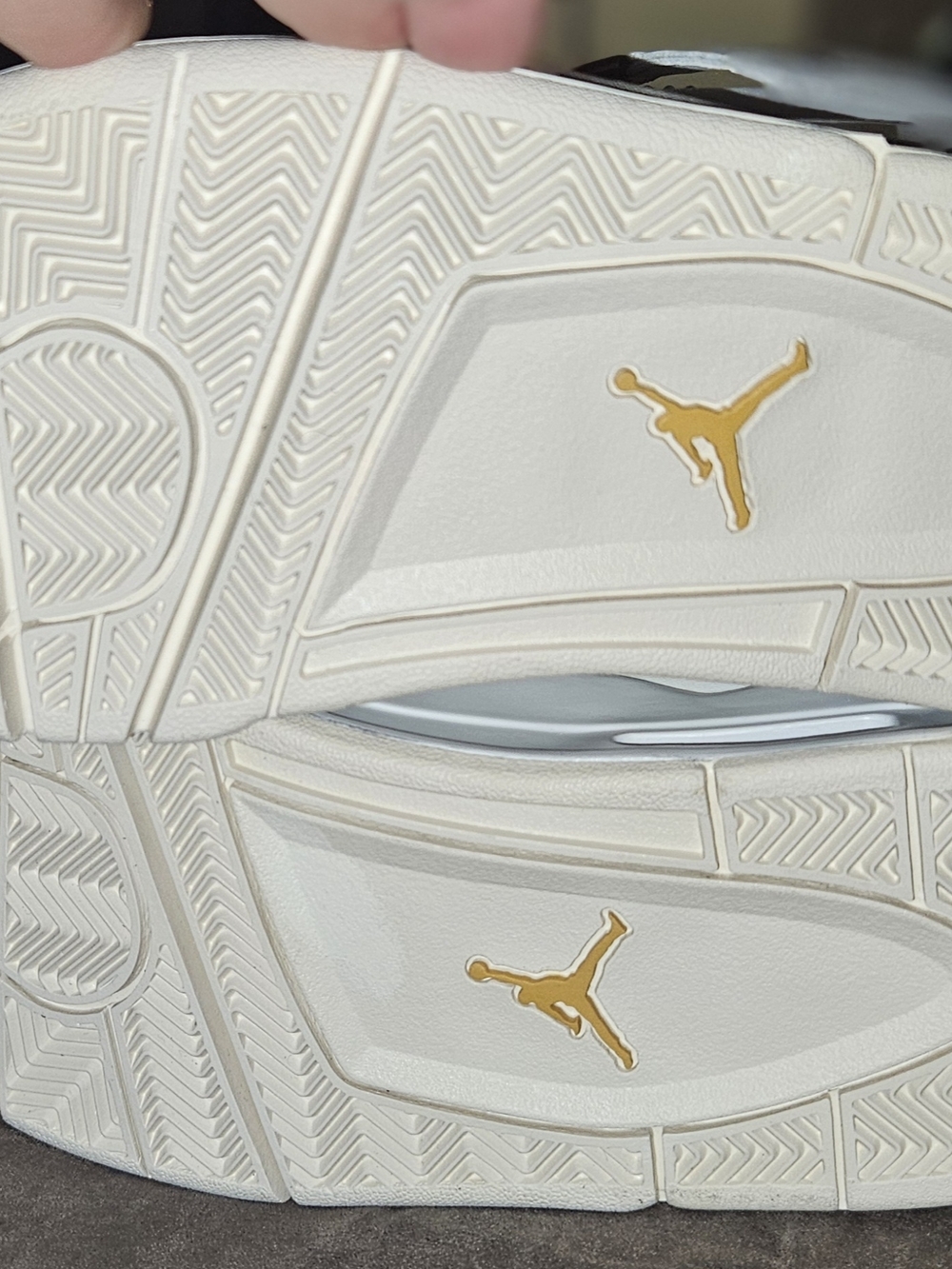 Jordan Women's White and Gold Sneakers - Picture 6 of 12